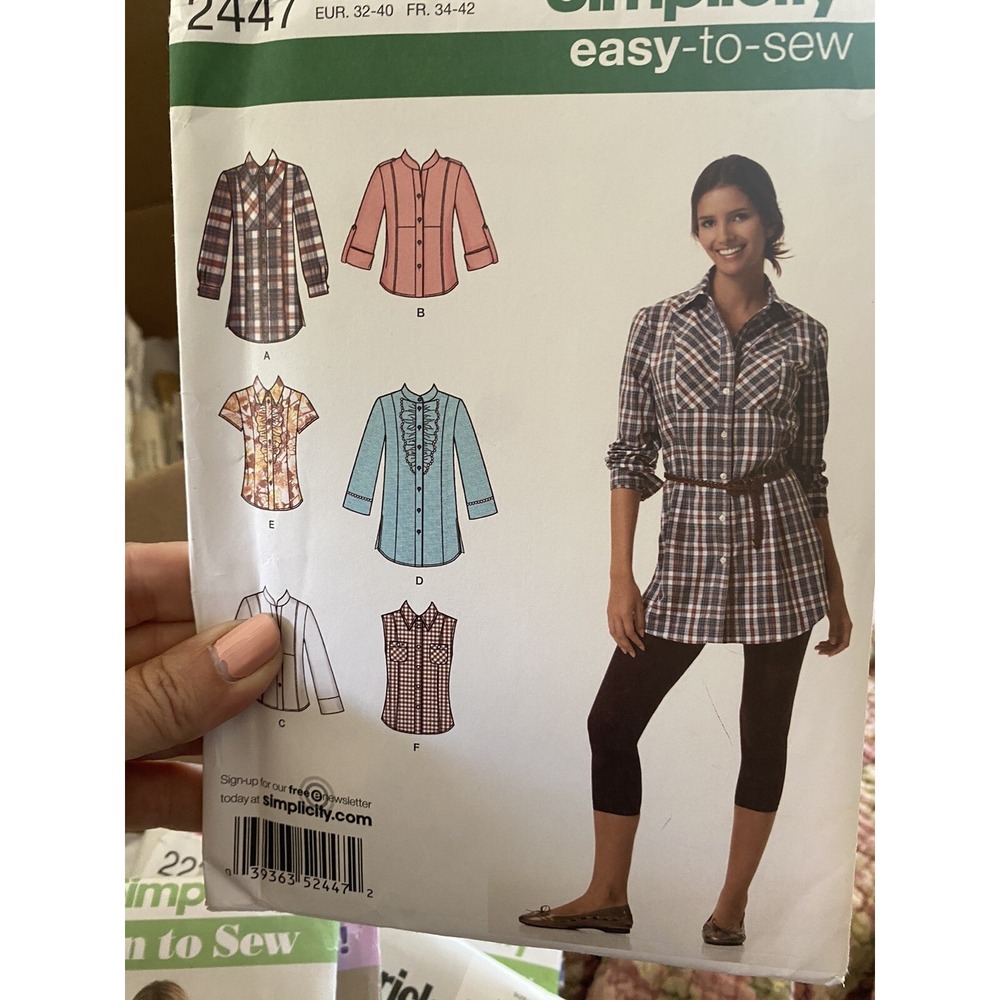 2010 Simplicity Pattern Women's Sz 6-14 #2447 Blouse, Shirt - Uncut